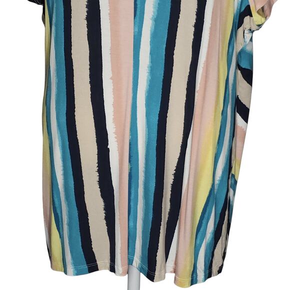 Lane Bryant Top Womens 22/24 V-Neck Short Sleeve Stripe Illusion Collection - Picture 11 of 11
